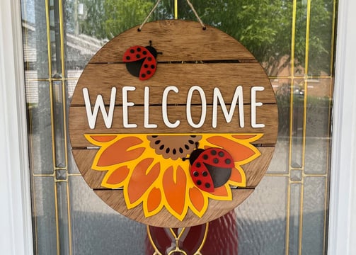 laser cut and painted wooden welcome door or wall hanger