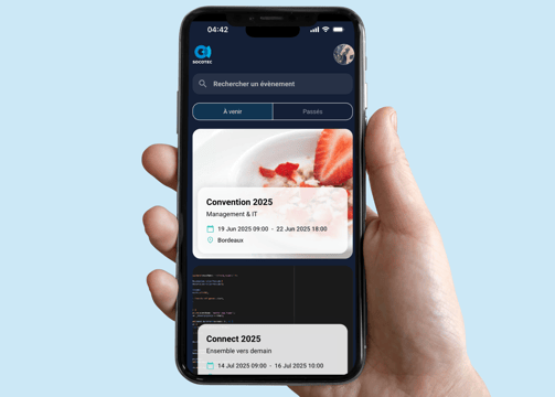 Screenshot d'une application de calendrier professionnel