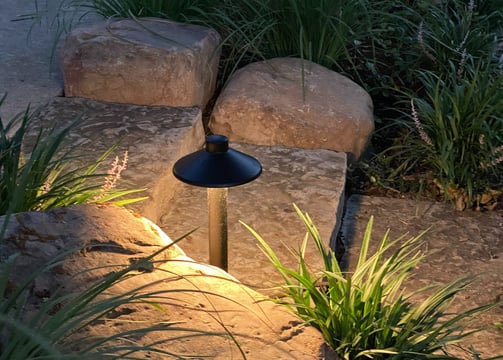 path lighting a stone step