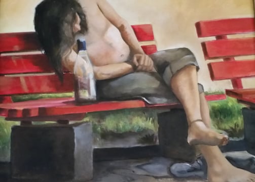 Painting of a drunken man