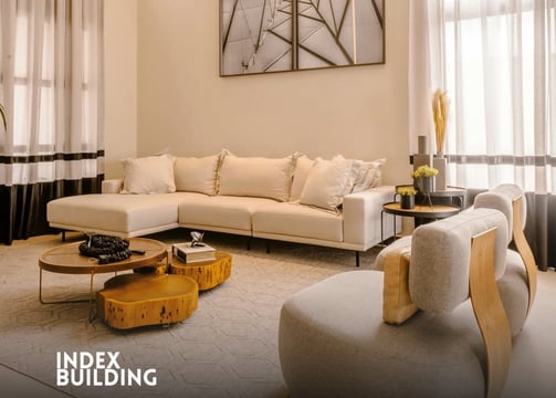 a living room with a couch and a coffee table