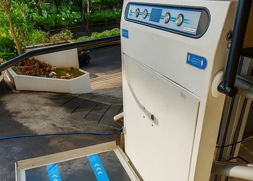 a washing machine with a washing machine in the background