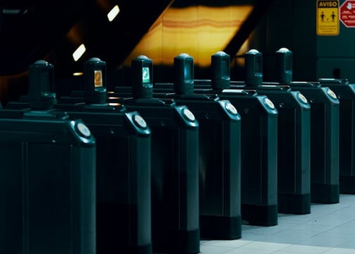 automatic flap barrier at metro station
