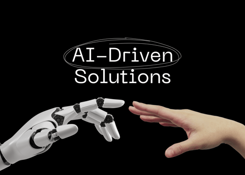 AI integration and automation expression with robot and human hand.