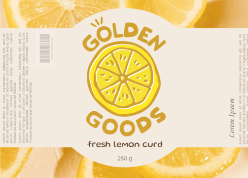 Etiquette et logo pour Golden Goods, une marque de lemon curd.