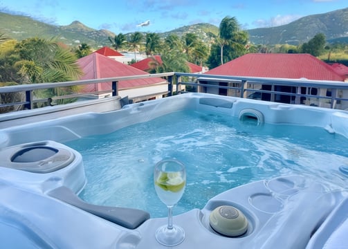 private Jacuzzi villa noah with stunning views of st jean's beach - eden rock