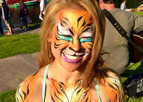 Adult Tiger Face and Body Painting Las Vegas