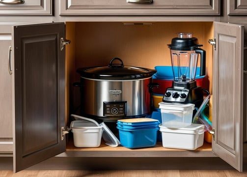 Cluttered cabinet without pull-outs