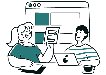 Deux personnes qui discutent d' un projet