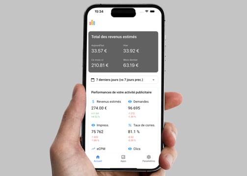 Screenshot d'une application de statistiques d'AdMob