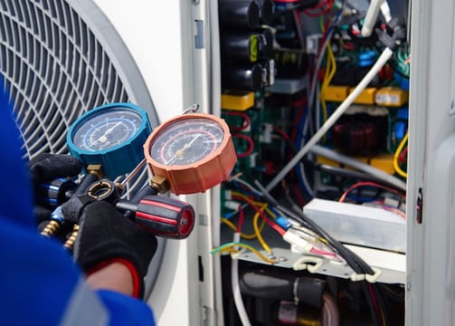 Our engineer doing pressure and maintenance checks