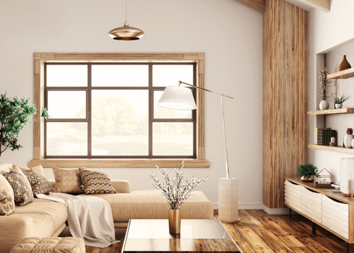 a living room with a couch and a tv