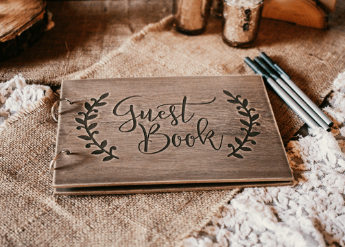 a guest book with a guest book on it