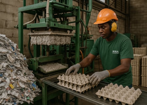 Making egg crates out of waste paper