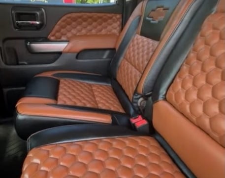 a car with a leather seat and a seat