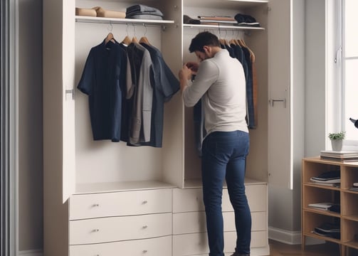 a man dismantling a wardrobe