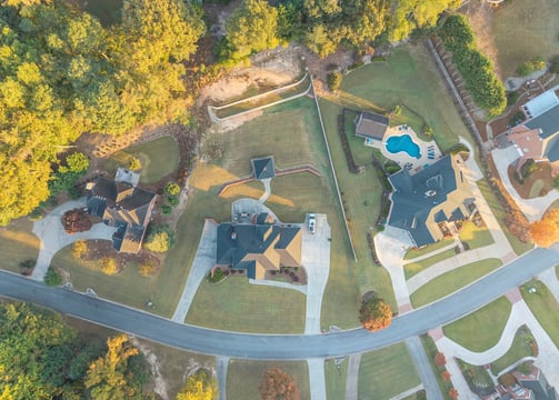 Top down of house during sunrise
