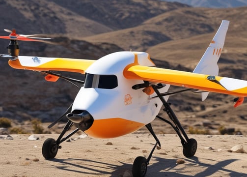 A drone is hovering in the air against a blurred green background. The drone is compact with visible propellers spinning rapidly. Its camera is prominently displayed on the front, indicating that it is likely used for aerial photography or videography.