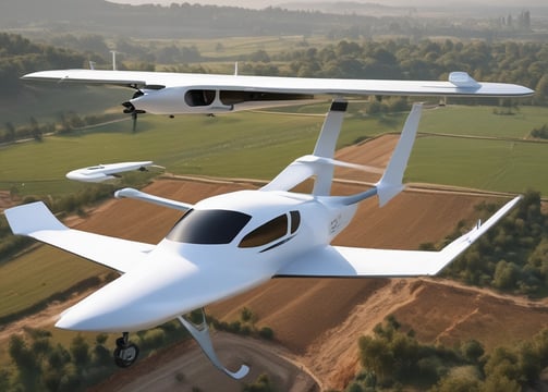 A sleek, modern drone sits on a concrete surface, equipped with a robust frame and four propellers. It appears to be designed for stability and efficiency, with aerodynamic features and a sturdy build. The drone's color seamlessly blends with its industrial setting.