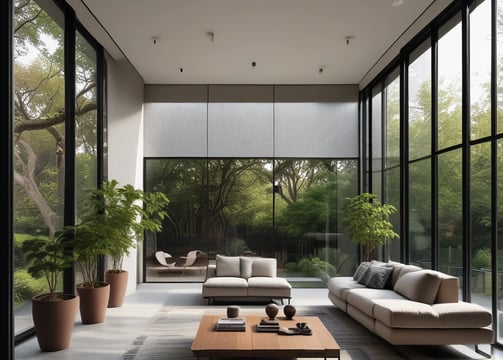 A modern office building with a geometric, pyramid-shaped top. The architecture features reflective glass windows and a beige stone exterior. The name 'Mutua Madrileña' is displayed near the top.