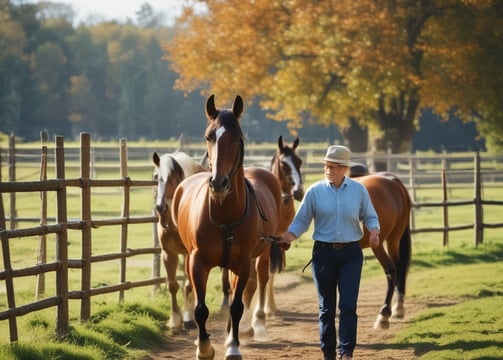 Two horses are standing on a red track, with one in the foreground wearing a saddle and a white cloth bearing the number 4 and the name 'CHATEAUBRIANT'. The background shows a green wooded area and part of a racetrack setup.