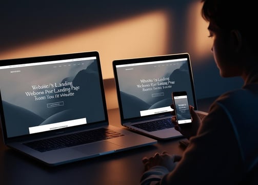 a person sitting at a desk with two laptops