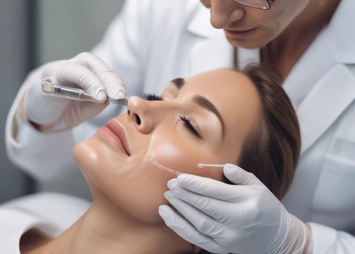 Several skincare products are placed inside a cardboard box, with sunlight creating a warm glow. The products have elegant, minimalist packaging, with one prominently visible pink tube labeled 'Aesop.' The lighting enhances the luxury aesthetic.