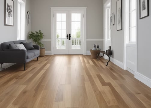A person is using a tool with a red handle, possibly a staple remover or similar tool, to work on a wooden frame. The person is wearing a shirt with a colorful floral pattern, and their focus appears to be on the task at hand. The setting suggests a crafts or DIY environment.
