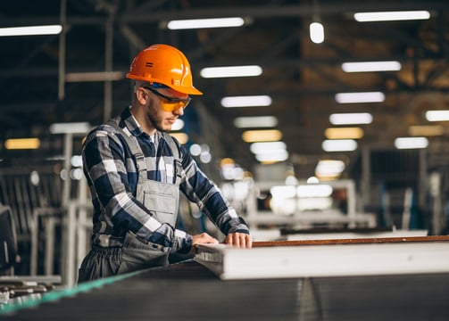 Male Factory Worker wearing a hard hat