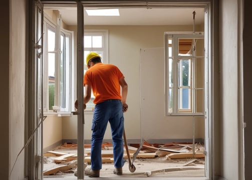 A large, yellow and green emergency ambulance is parked on a city street. The vehicle is part of the London Ambulance Service, as indicated by the text and logos on its side. It features red and yellow chevron patterns on the back doors and displays several identification numbers and emergency contact information.
