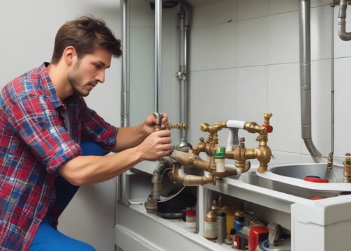 The image captures the top part of an emergency vehicle with a focus on its blue emergency lights and sirens. The vehicle features a white and orange color scheme. Behind it, there is a dark-tiled roof and a wall with windows that suggest a residential area.