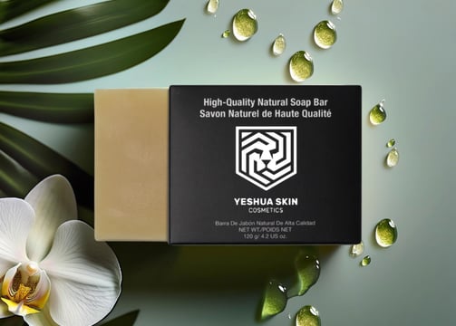 a soap bar with a white orchid on it
