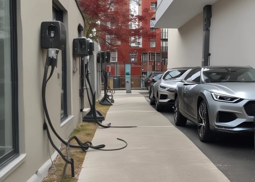 A network patch panel with numerous green fiber optic connectors arranged in a row. Bright yellow cables are plugged into each connector, extending outwards in an organized manner. The cables and connectors appear to be part of a structured cabling system in a data center or similar technical environment.