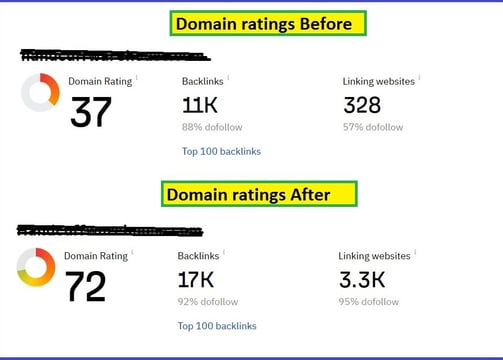 Domain ratings improvement services