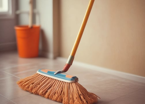 A man is engaged in welding in a cluttered workshop. Surrounding him are various metal parts, tools, and bags. Sparks are visibly flying from the welding process. The environment appears industrial and is filled with disorganized equipment.