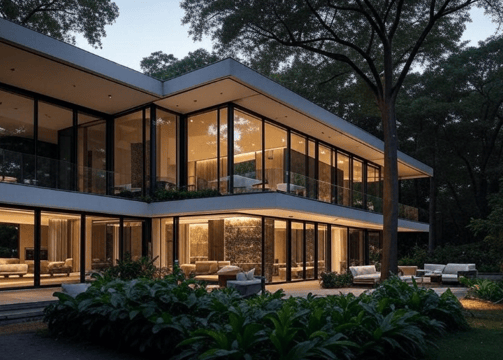 Maison avec architecture moderne pour la journée mondiale de l'architecture