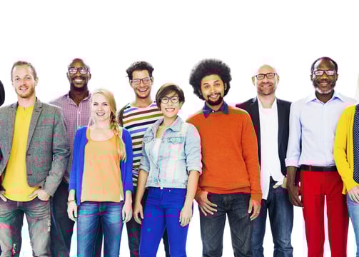 a group of people standing and representing services for all people