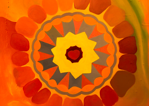 Visionary healing art dreamscape acrylic and oil painting titled, Sacral Chakra