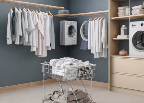 A minimalist arrangement of eco-friendly cleaning products including various bottles, containers, and packaging. The items are neatly placed on a soft beige fabric backdrop, emphasizing a sustainable and natural aesthetic.