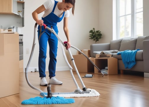 A minimalist arrangement of eco-friendly cleaning products including various bottles, containers, and packaging. The items are neatly placed on a soft beige fabric backdrop, emphasizing a sustainable and natural aesthetic.