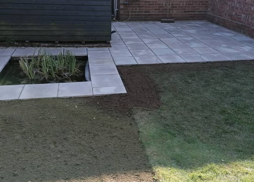 nature concrete patio installed by Lawtons Landscapes 