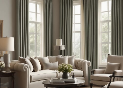 Brown horizontal blinds cover the window in a dimly lit room. The shades are partially closed, allowing minimal light to filter through. A portion of a chair or furniture piece can be seen in the bottom left corner.