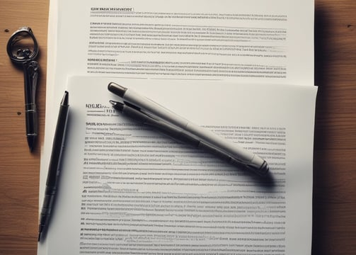 Documents are laid out on a surface, with the largest sheet displaying the text 'Petition to File for Bankruptcy'. Several forms and paperwork are visible underneath, suggesting a formal or legal context.