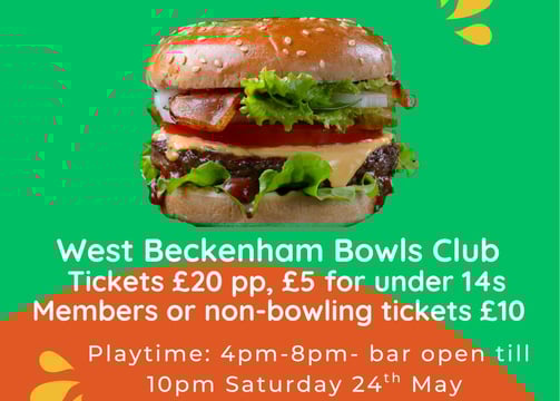 Beer Burger Bowls Night 24th May 2025 Alexandra Recreation Ground and Lawn Bowls