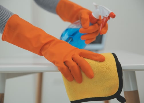 Eco-friendly cleaning supplies used for safe home cleaning