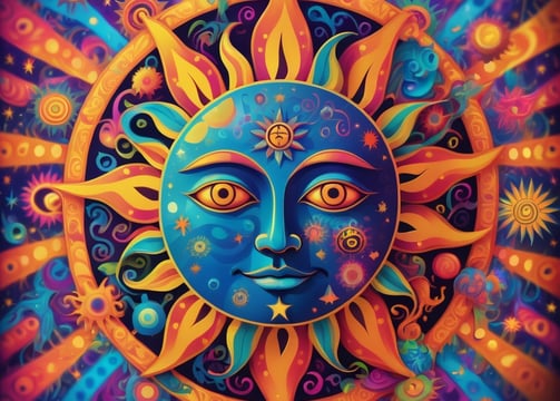cosmic sun - psychedelic digital artwork