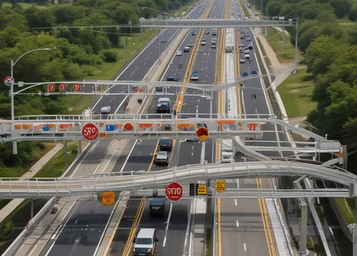 Several workers are engaged in construction or repair work along a roadside. They are using various tools and materials, such as buckets and spades. The environment includes a rural road with palm trees and traditional thatched-roof buildings, including a sign for a cafe.