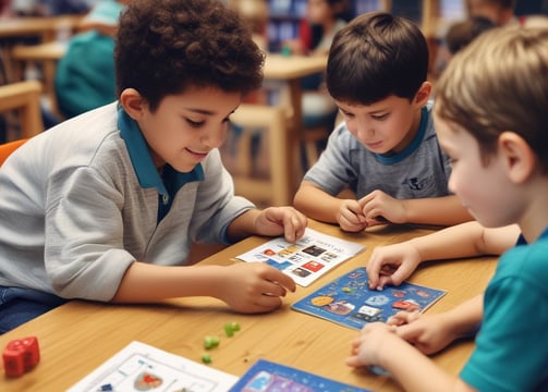 Two small wheeled robotic platforms with chassis and colorful wiring are placed on a table. Each robot features a yellow base with black tires and exposed circuit components. Nearby, a blue and black electronic board is connected with a wire.