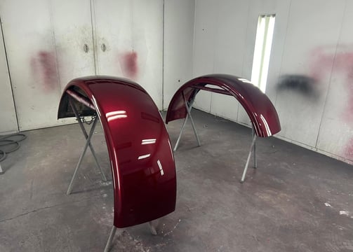 semi wheel fenders freshly painted