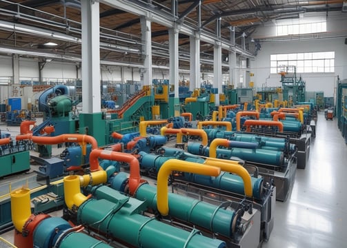 A large industrial building with a white corrugated metal exterior. There is a sign on the facade that reads 'TANISHO POLYMERS' along with an address. The surrounding area includes a fence, some greenery, and a motorcycle parked nearby.